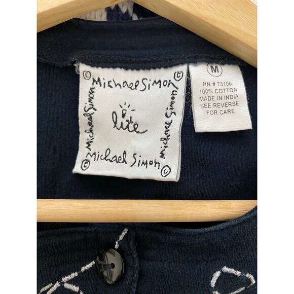 Michael Simon Lite Women's Size M Black Colorful Embroidered Ice Skaters Sweater - Picture 5 of 6